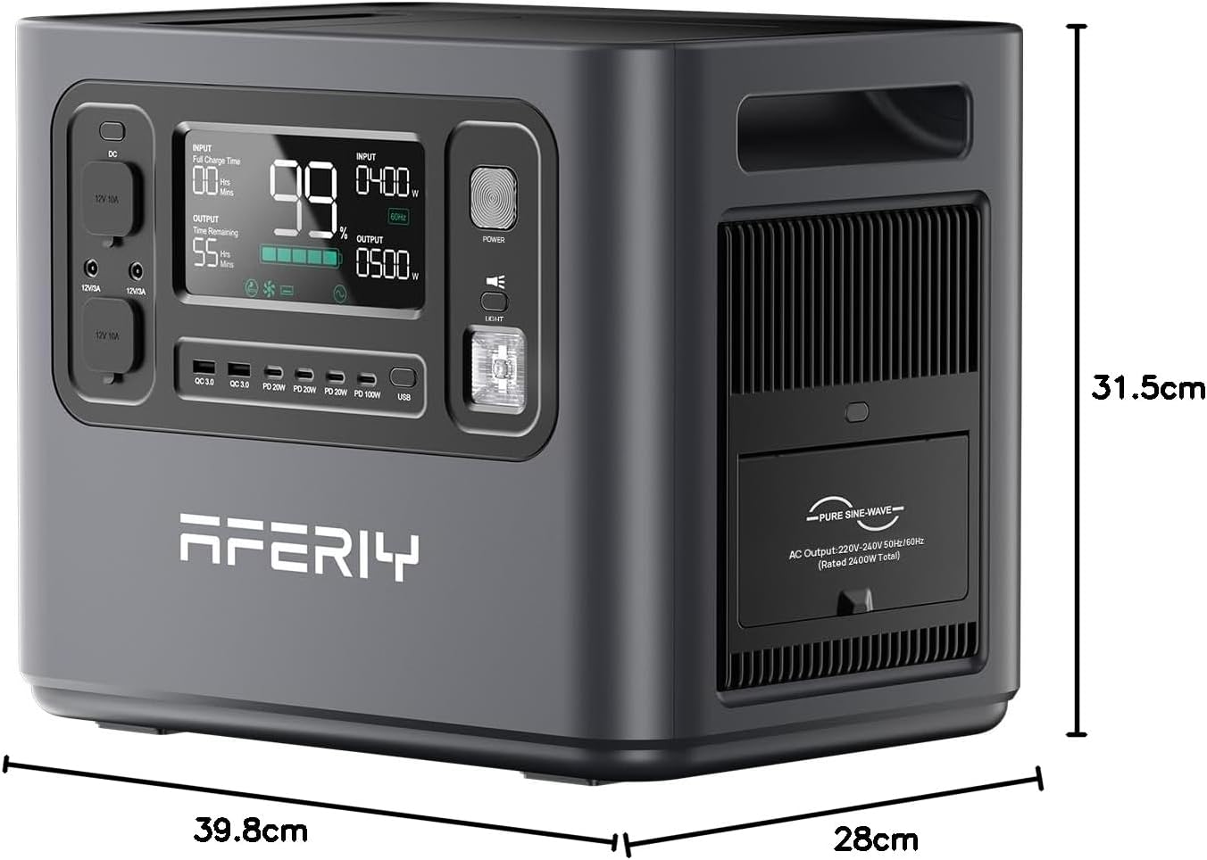 2048Wh Portable Power Station 2400W LiFePO4 Battery Solar Generator with UPS